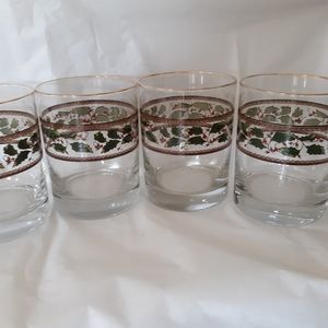 Set of 4 Royal Limited Holly Leaves Glassware